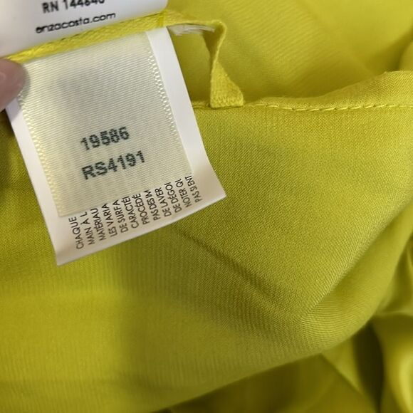 Enza Costa Sold Out Satin High Waist Wide Leg Pull On Pants in Acid Green size S - Picture 13 of 13